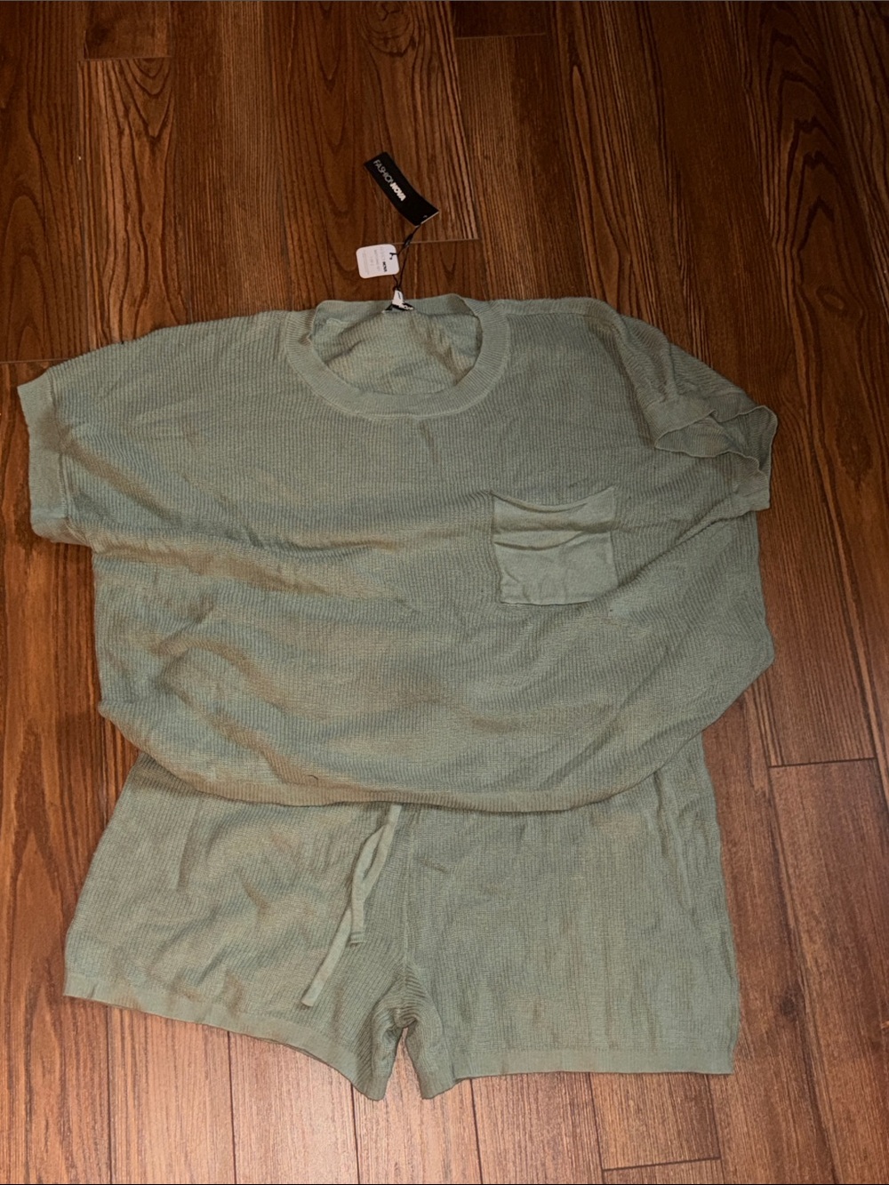 Fashion Nova Men's Sage Green Crewneck Pocket Sweater